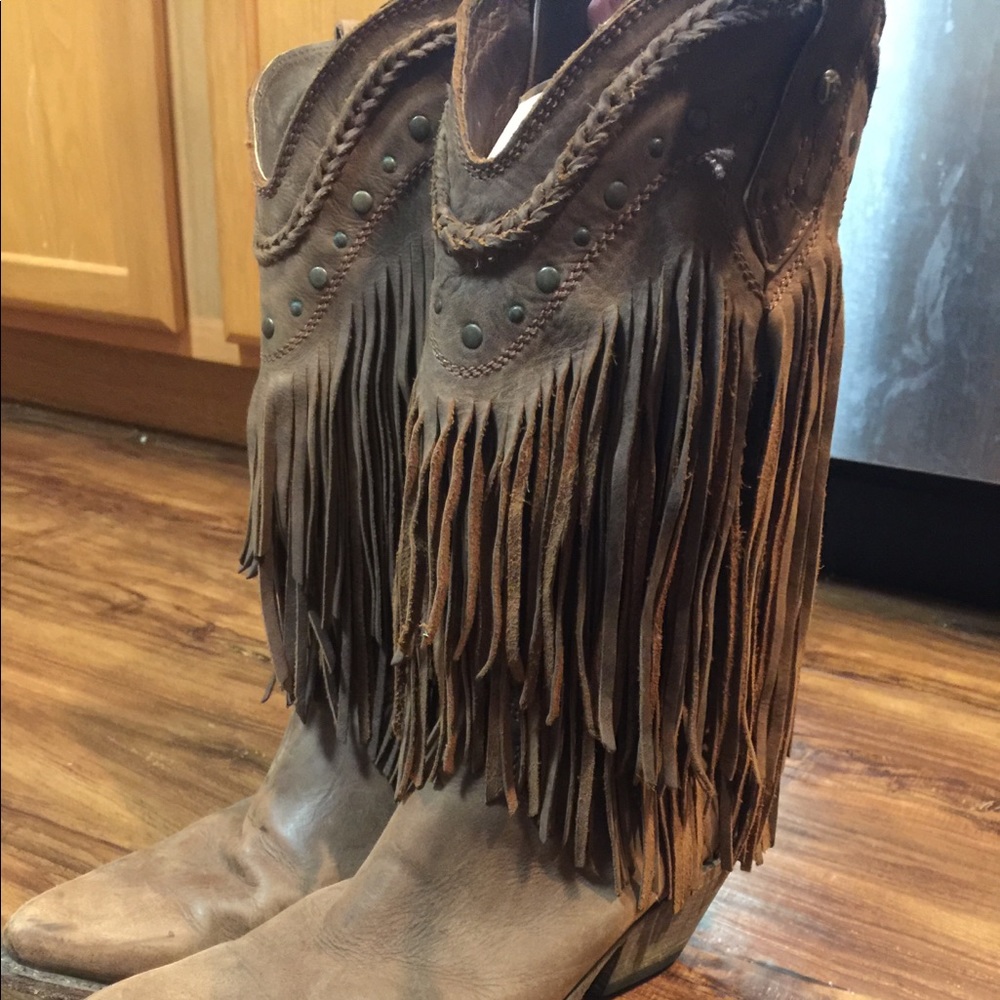 Liberty Black Fringe Cowboy Boots 9.5